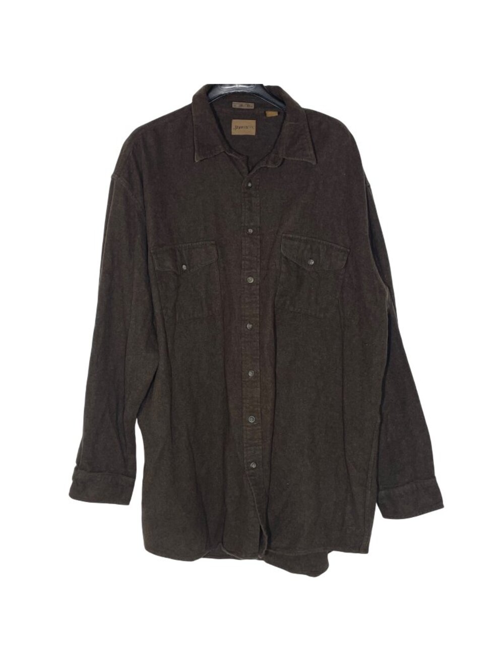 St. John's Bay Chamois Cloth Button Up Shirt Brown Sz 3XL TALL Thick Heavy